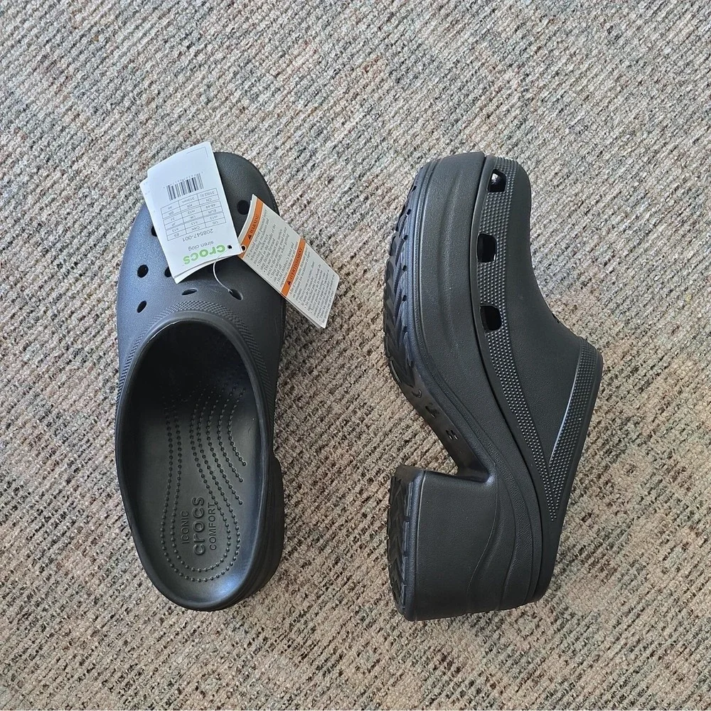 Crocs‎ Siren Mens Sz 13 Black Platform Chunky cosplay, lesiure, medical, comfort
